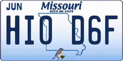 MO license plate HI0D6F
