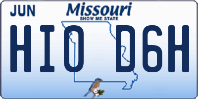 MO license plate HI0D6H