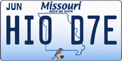 MO license plate HI0D7E
