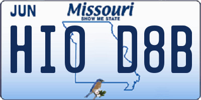 MO license plate HI0D8B