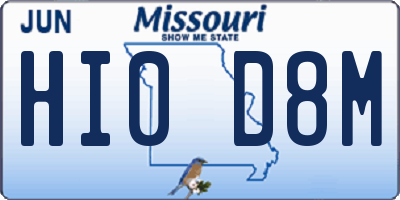 MO license plate HI0D8M
