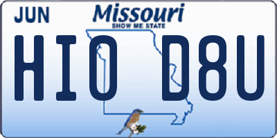MO license plate HI0D8U