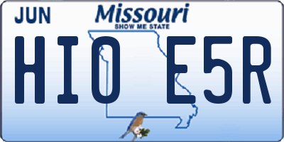 MO license plate HI0E5R