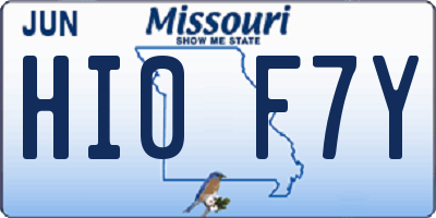 MO license plate HI0F7Y