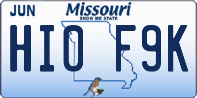 MO license plate HI0F9K