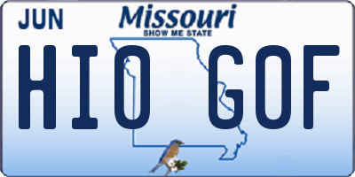 MO license plate HI0G0F