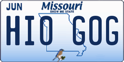 MO license plate HI0G0G