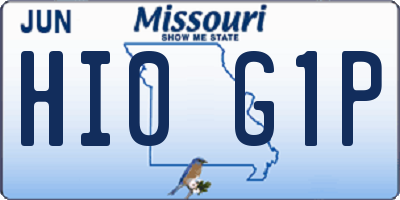 MO license plate HI0G1P