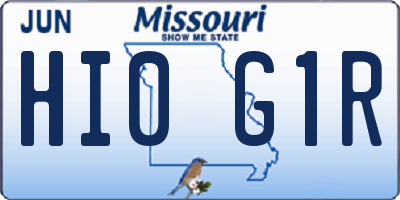 MO license plate HI0G1R
