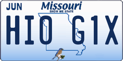 MO license plate HI0G1X