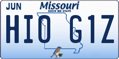 MO license plate HI0G1Z