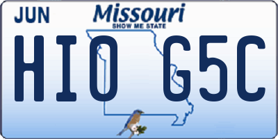 MO license plate HI0G5C