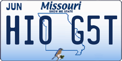 MO license plate HI0G5T