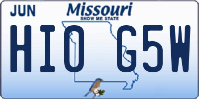 MO license plate HI0G5W