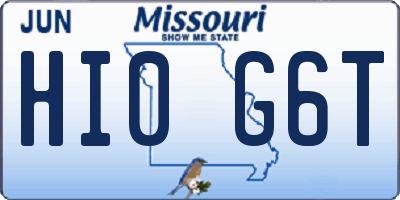 MO license plate HI0G6T