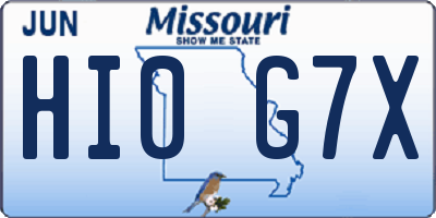 MO license plate HI0G7X