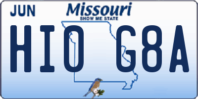 MO license plate HI0G8A