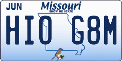 MO license plate HI0G8M