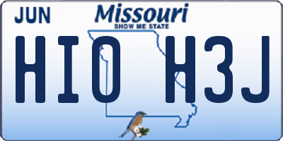 MO license plate HI0H3J