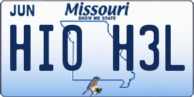 MO license plate HI0H3L