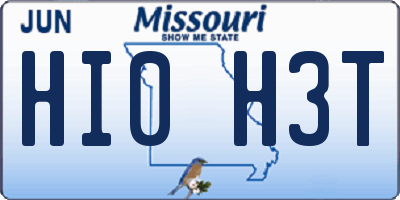 MO license plate HI0H3T