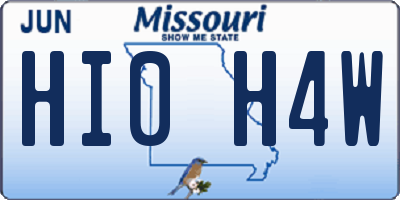 MO license plate HI0H4W