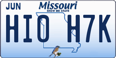 MO license plate HI0H7K