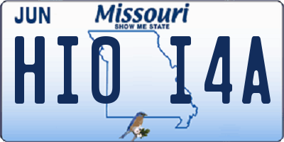 MO license plate HI0I4A