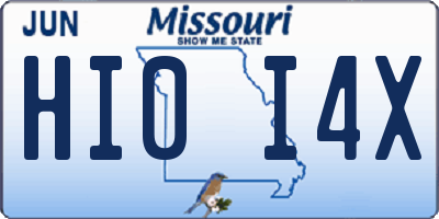 MO license plate HI0I4X