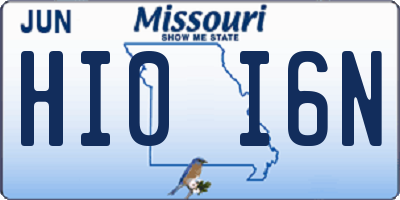 MO license plate HI0I6N