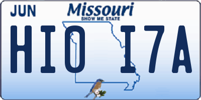 MO license plate HI0I7A