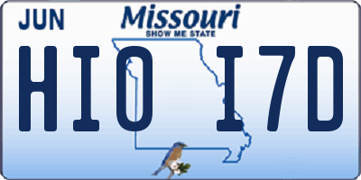 MO license plate HI0I7D