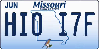 MO license plate HI0I7F