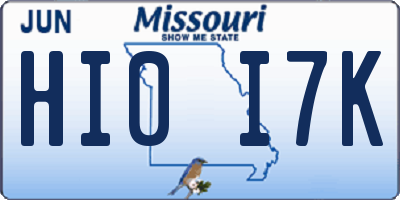 MO license plate HI0I7K