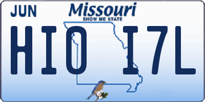 MO license plate HI0I7L
