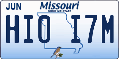 MO license plate HI0I7M
