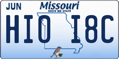 MO license plate HI0I8C