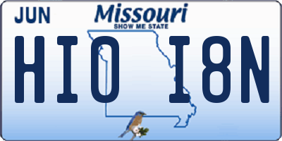 MO license plate HI0I8N