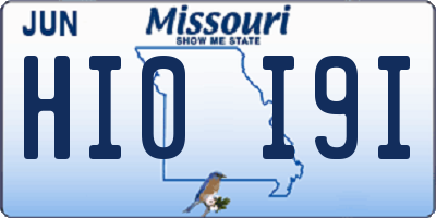 MO license plate HI0I9I