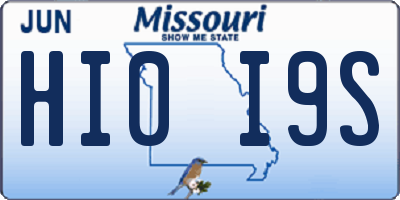 MO license plate HI0I9S