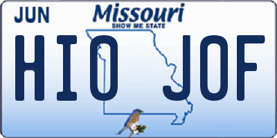 MO license plate HI0J0F