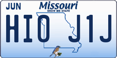 MO license plate HI0J1J