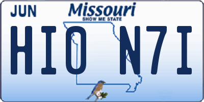 MO license plate HI0N7I