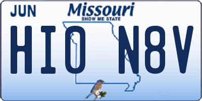 MO license plate HI0N8V