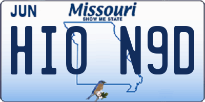 MO license plate HI0N9D