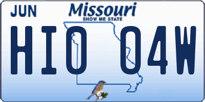 MO license plate HI0O4W