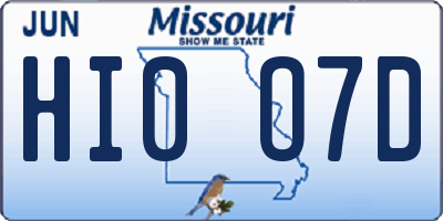 MO license plate HI0O7D