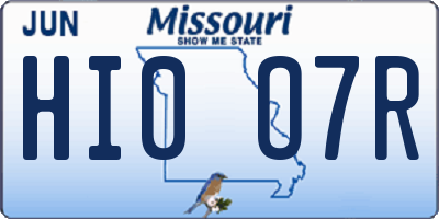 MO license plate HI0O7R