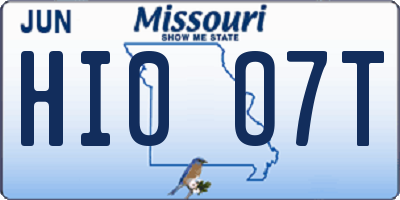 MO license plate HI0O7T