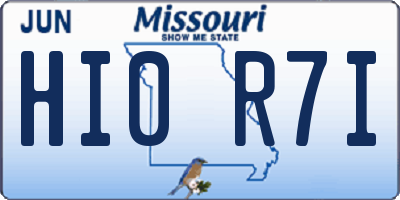 MO license plate HI0R7I